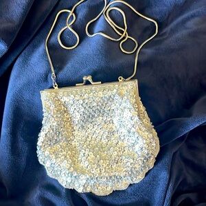 Courtenay silver sequence evening purse